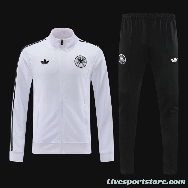 2024 Germany White Full Zipper Jacket +Long Pants