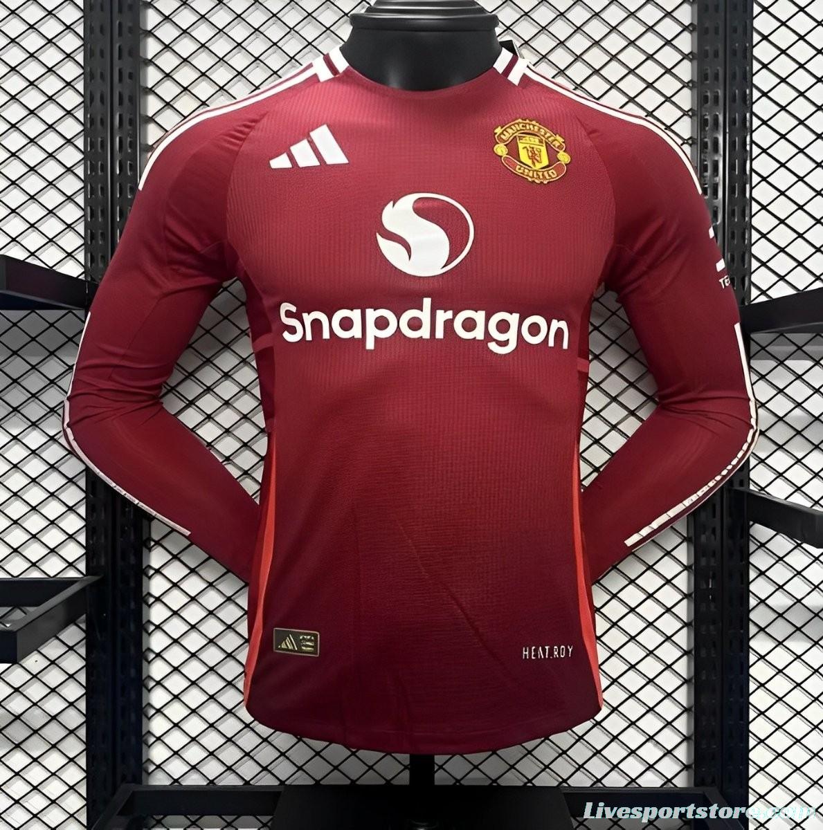 Player Version 24/25 Manchester United Home Long Sleeve Jersey