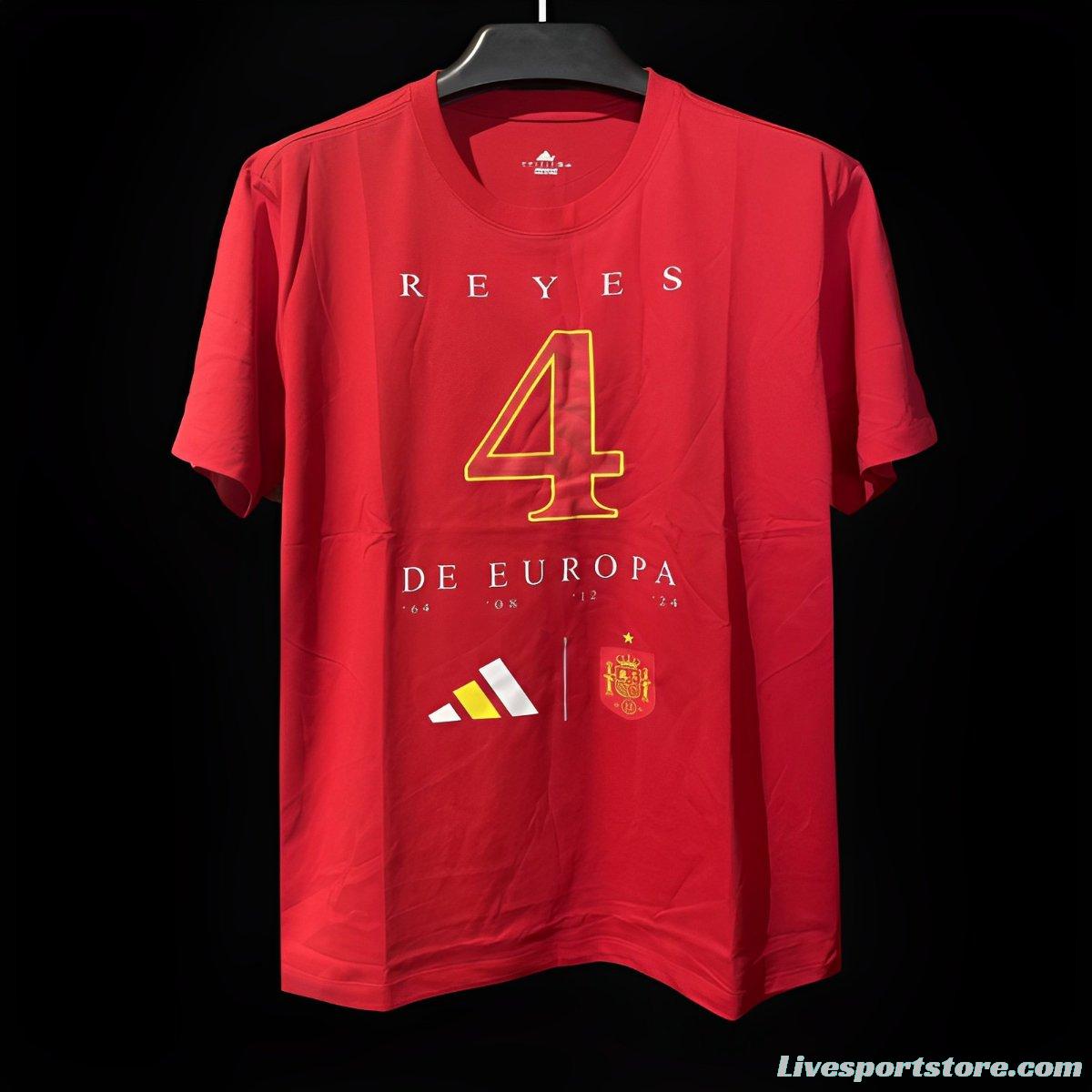 2024 Spain Red EURO Red T-Shirts