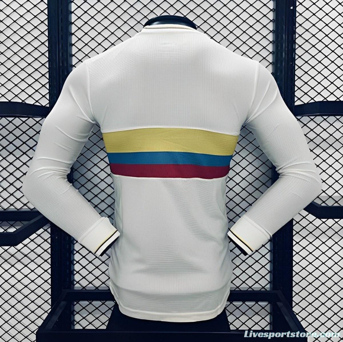 Player Version 2024 Colombia White 120Th Anniversary Long Sleeve Jersey