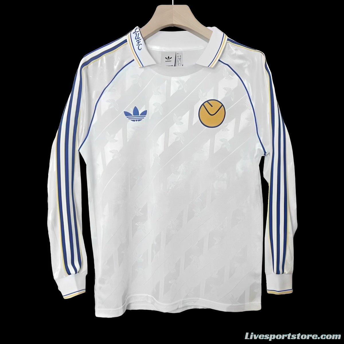 24/25 Leeds United  Adidas LFSTR Retro Long Sleeve White Jersey