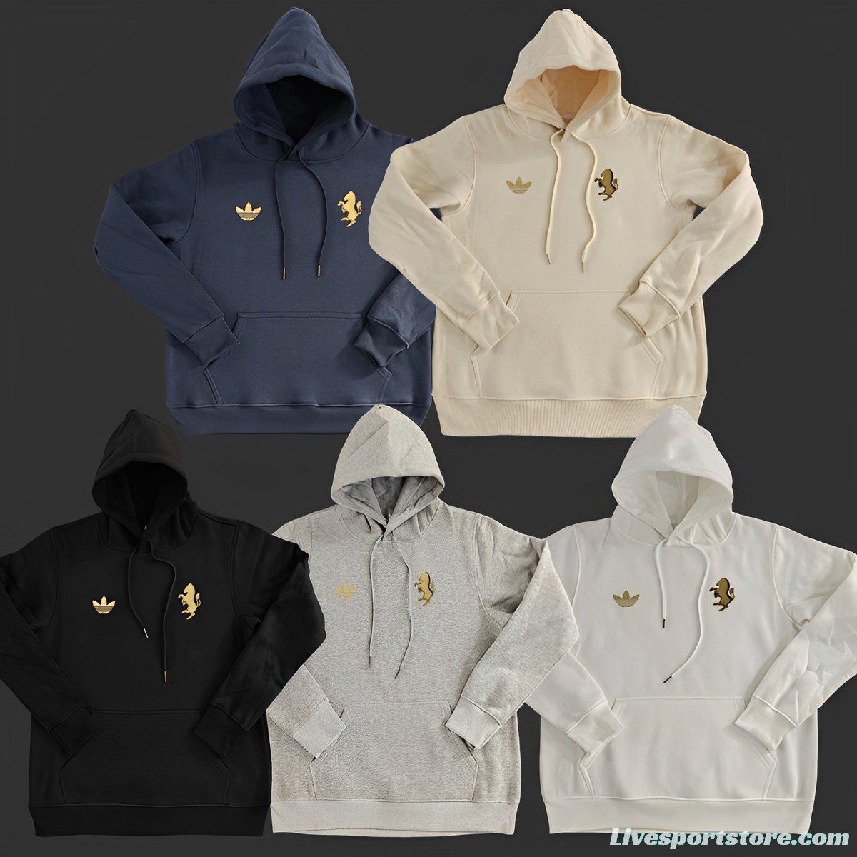 2024 Juventus Black/Navy/Grey/Beige/White Hoodie With Golden Badge