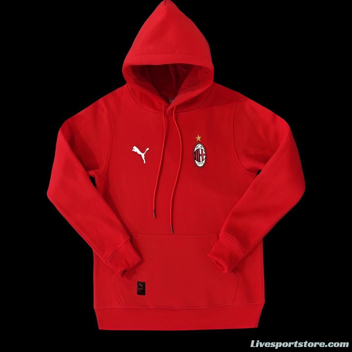 24/25 AC Milan Navy/Red/Black/Beige/Grey Hoodie WIth Black Badge